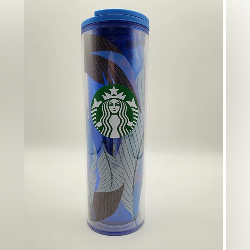Starbucks Blue Feather Double-Walled 16oz Plastic Tumbler 2021 NWT